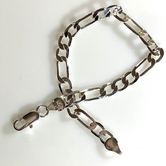 Figaro Chain Bracelet 12 mm 1/2" Wide - Picture 8 of 11